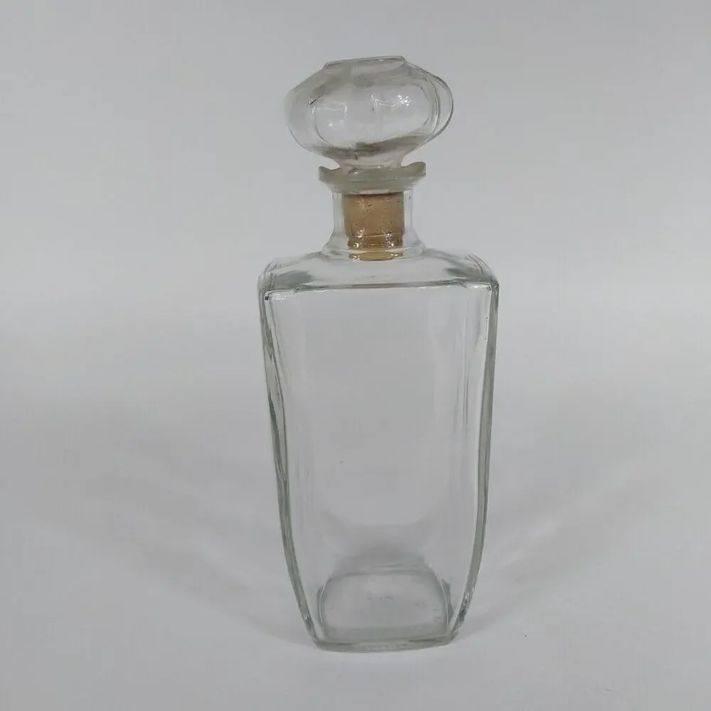 Vintage Whisky‎ Decanter Glass Liquor Bottle With Cork On Stopper Decorative